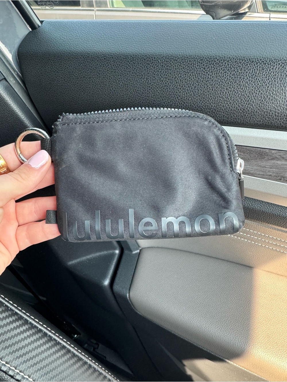 lululemon athletica Black Zip Key Pouch with Ring